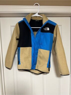 The North Face Kids Tan, Black & Blue Denali-Style Puffer Fleece Jacket